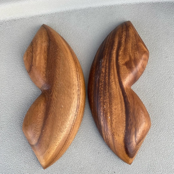 2 Vintage 2 Compartment Wooden Bowls Tray. 11.75” wide. - Picture 3 of 8